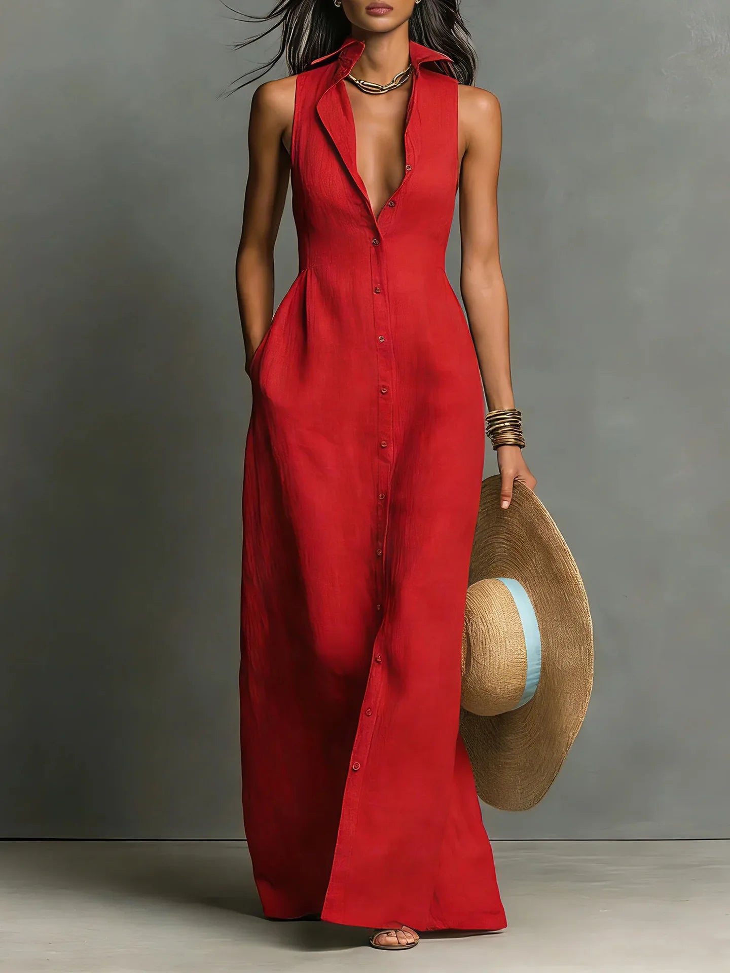 Valeria Elegant Lapel Shirt Dress 1