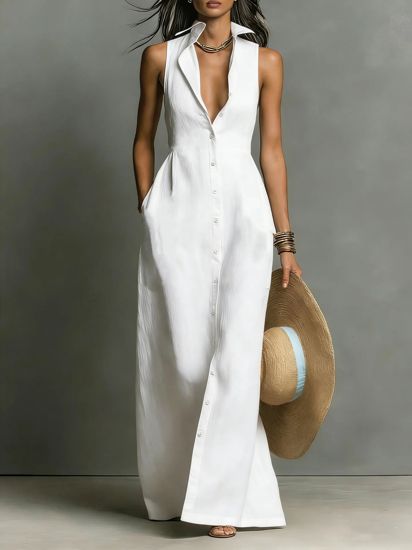 Valeria Elegant Lapel Shirt Dress 4