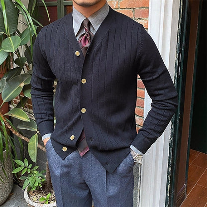 Vincent | Ribbed V-Neck Button Cardigan 1
