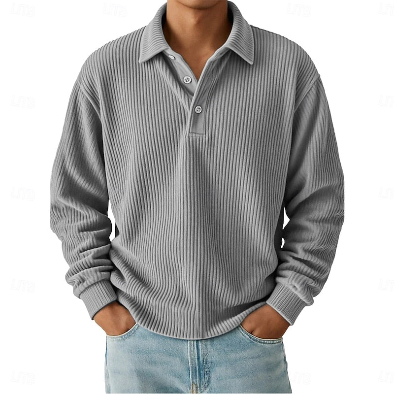 Wallace | Textured Long-Sleeve Polo Shirt 1