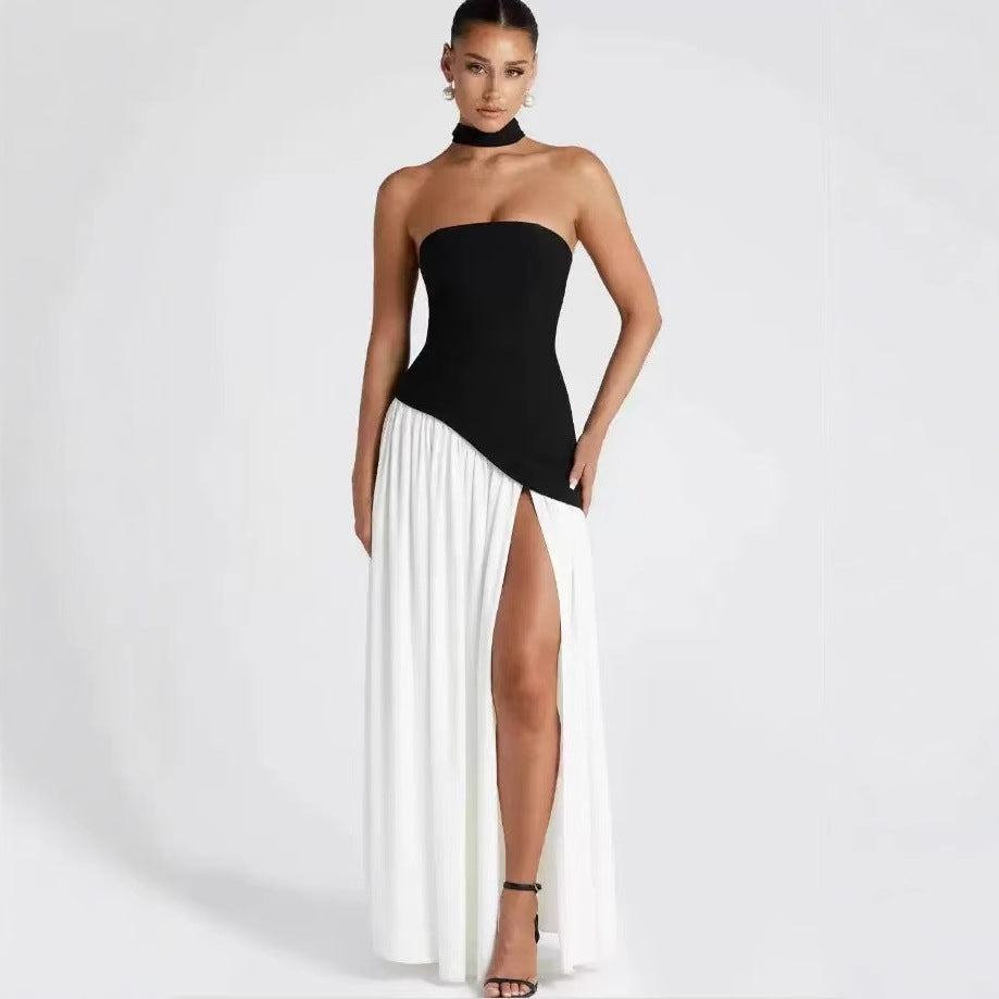 Wedding Guest Strapless Maxi Dress with Leg Split for Women 2