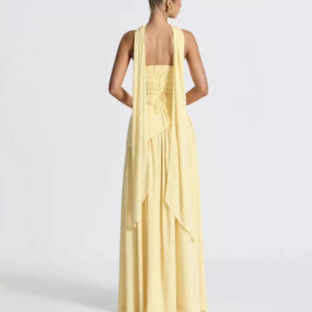 Wedding Guest Strapless Maxi Dress with Leg Split for Women 4