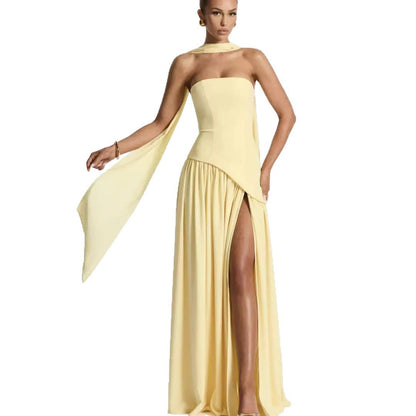 Wedding Guest Strapless Maxi Dress with Leg Split for Women 5