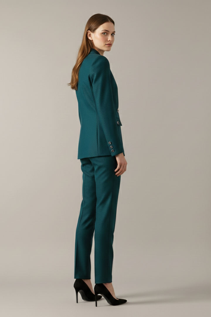 Women Blazer Set with One Button and Straight Trousers 5