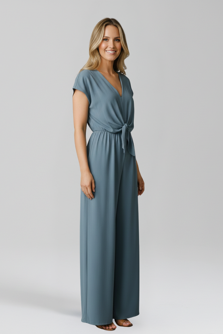Women’s Jumpsuit with V Neck and Tied Waist 4