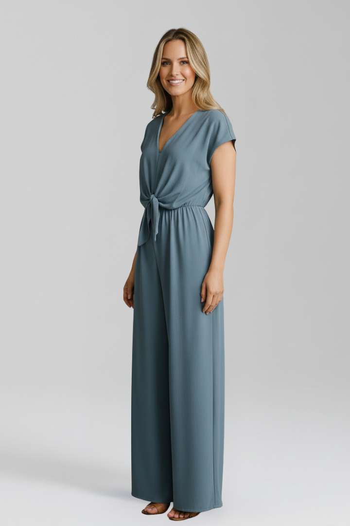Women’s Jumpsuit with V Neck and Tied Waist 5