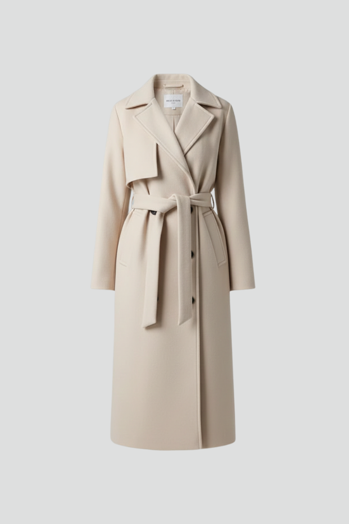 Women’s Long Coat with Belt and Double-Breasted Front 1