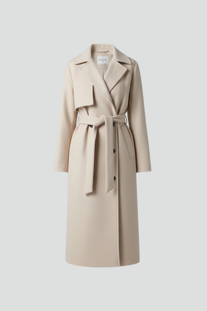Women’s Long Coat with Belt and Double-Breasted Front 1