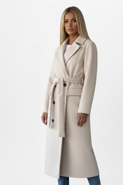 Women’s Long Coat with Belt and Double-Breasted Front 2