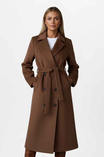 Women’s Long Coat with Belt and Double-Breasted Front 7