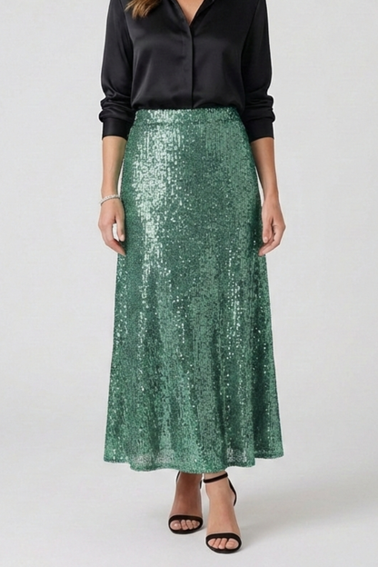 Women’s Maxi Skirt with Elastic Waist and Sequin Surface 7