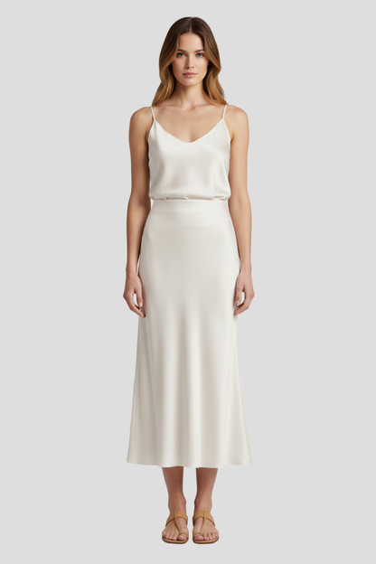 Women’s Midi Skirt with High Waist and Draped Cut 0