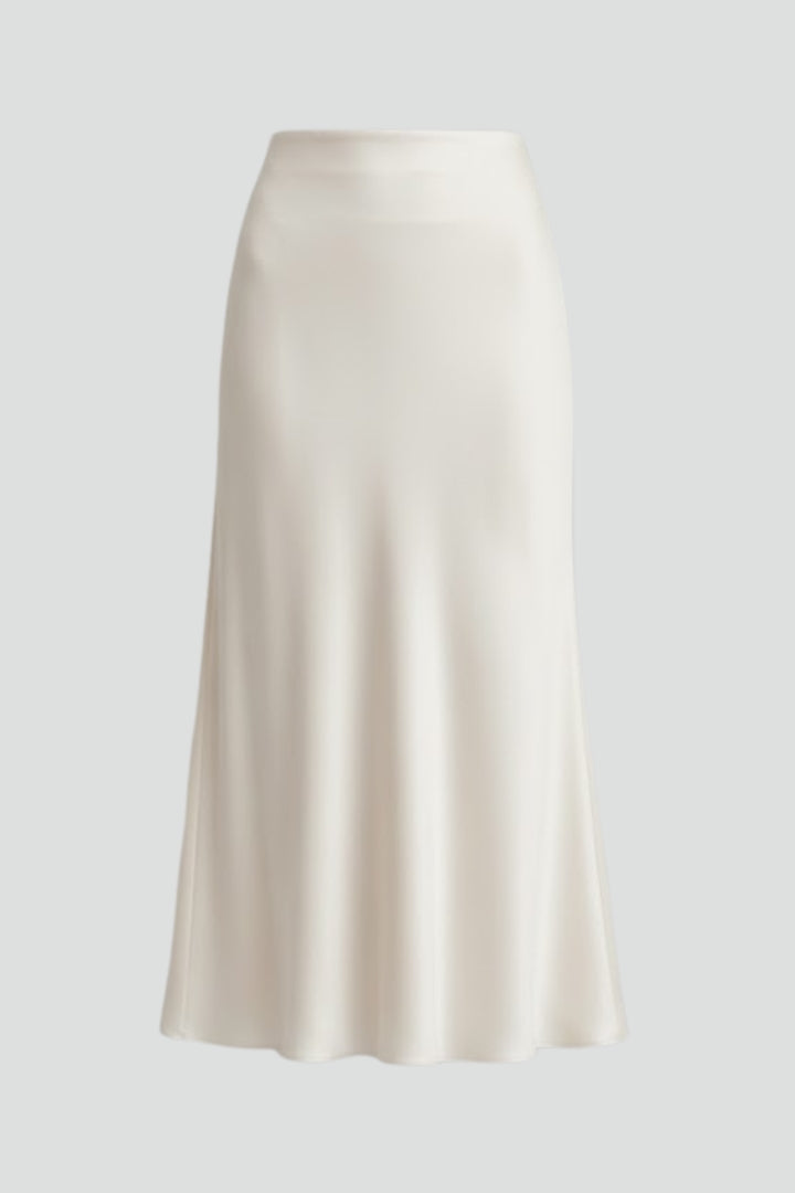 Women’s Midi Skirt with High Waist and Draped Cut 1