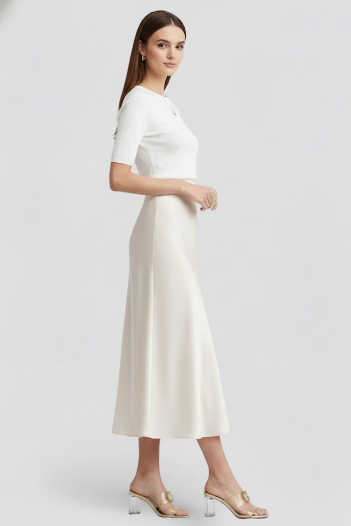 Women’s Midi Skirt with High Waist and Draped Cut 3