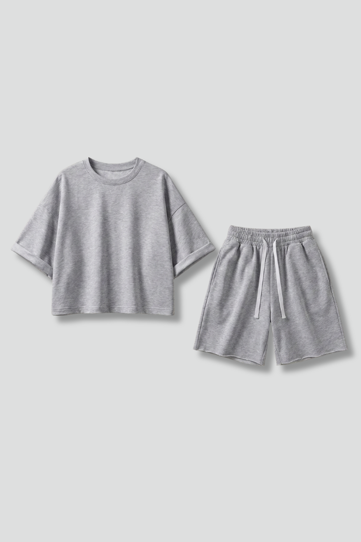 Women’s Two-Piece Set with Crop Top and Drawstring Shorts 1