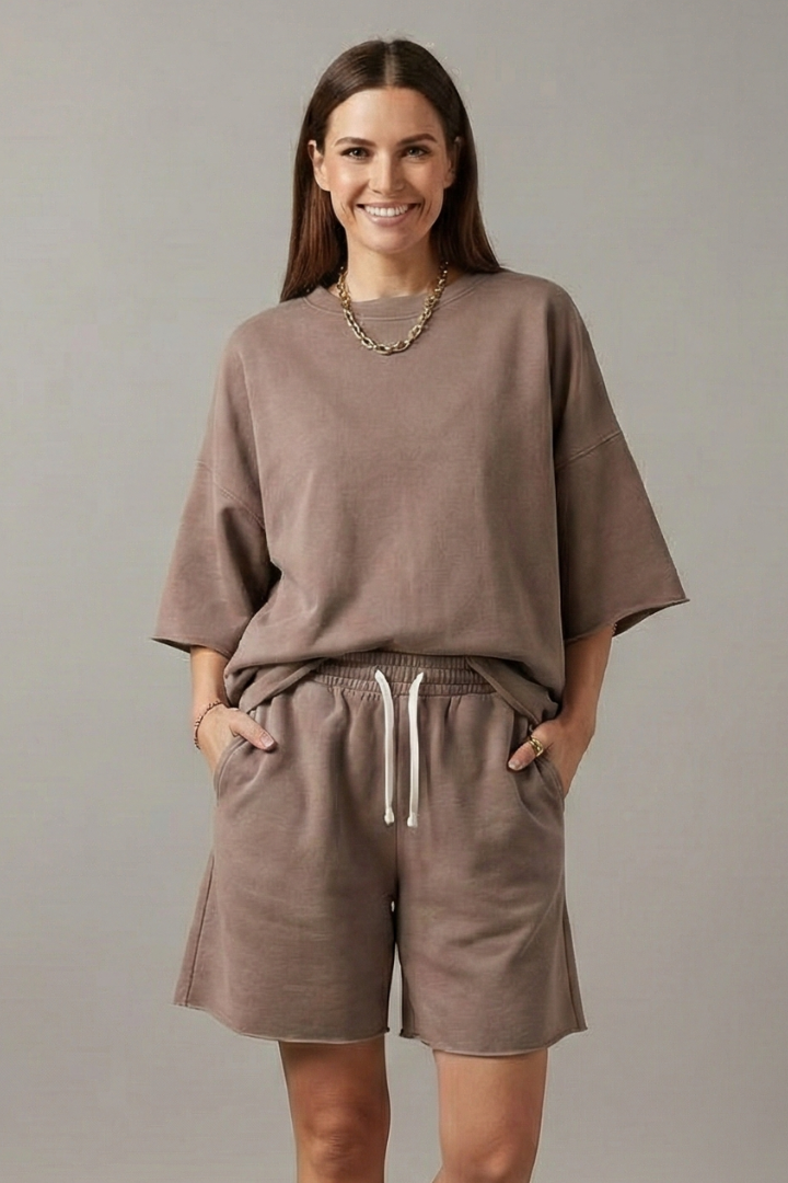 Women’s Two-Piece Set with Crop Top and Drawstring Shorts 9