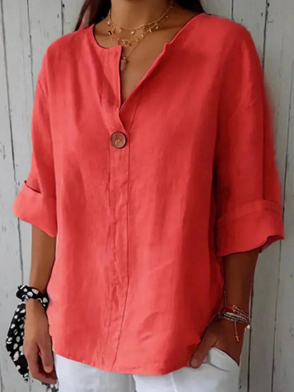 Women's V-Neck Casual Linen Blouse 4