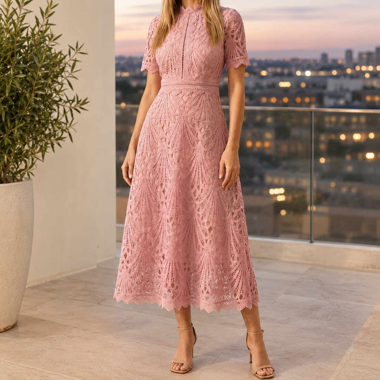 Yara-Louise Lace Midi Dress 0