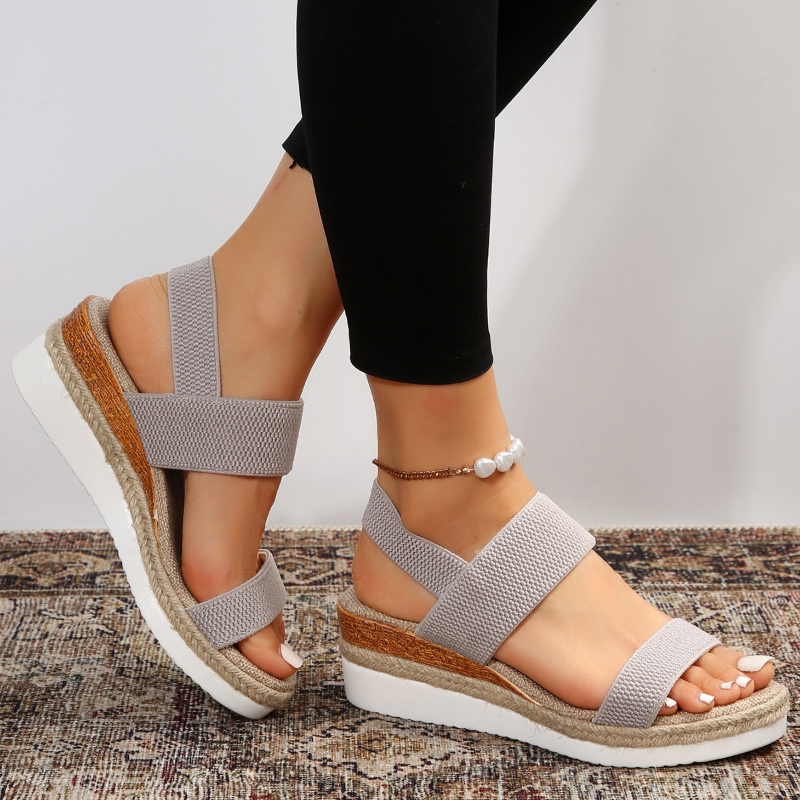 Women's Elastic Strap Woven Platform Sandals