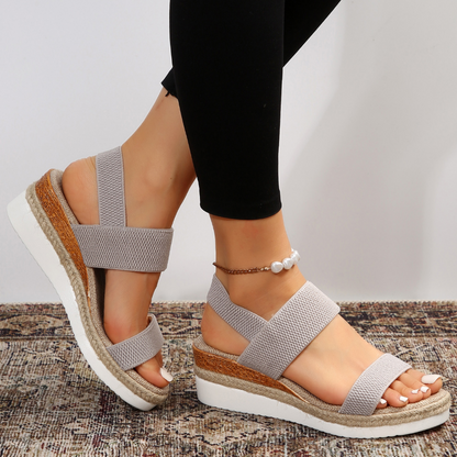 Women's Elastic Strap Woven Platform Sandals