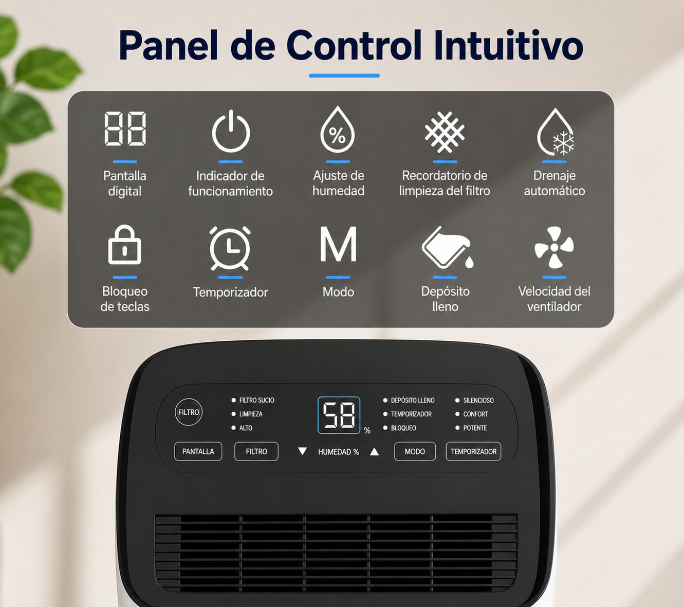 Portable Home Dehumidifier with Drainage Hose & Display