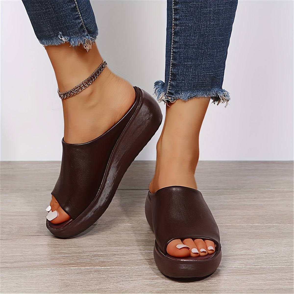 Women's Slip-On Open Toe Platform Slide Sandals