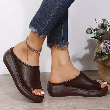 Women's Slip-On Open Toe Platform Slide Sandals
