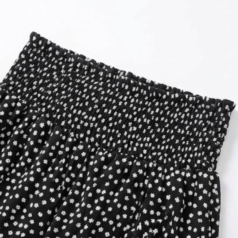 Women's Wide Leg Floral Pants with Smocked Waist