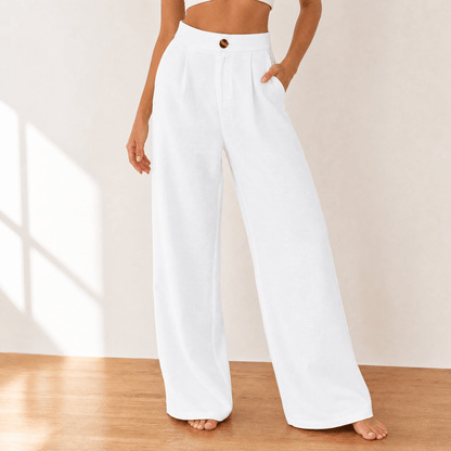Women's High Waist Pleated Wide Leg Trousers