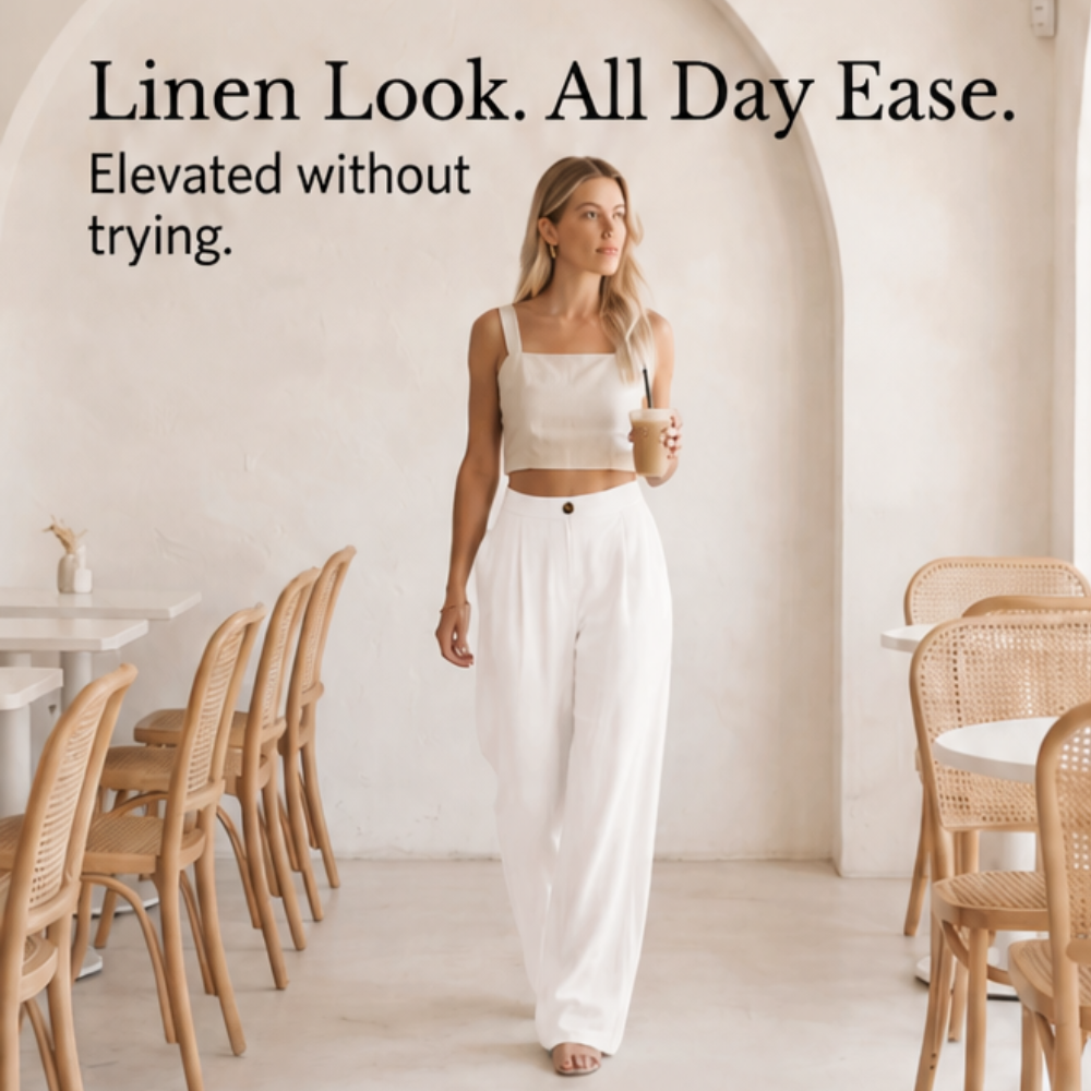 Women's High Waist Pleated Wide Leg Trousers