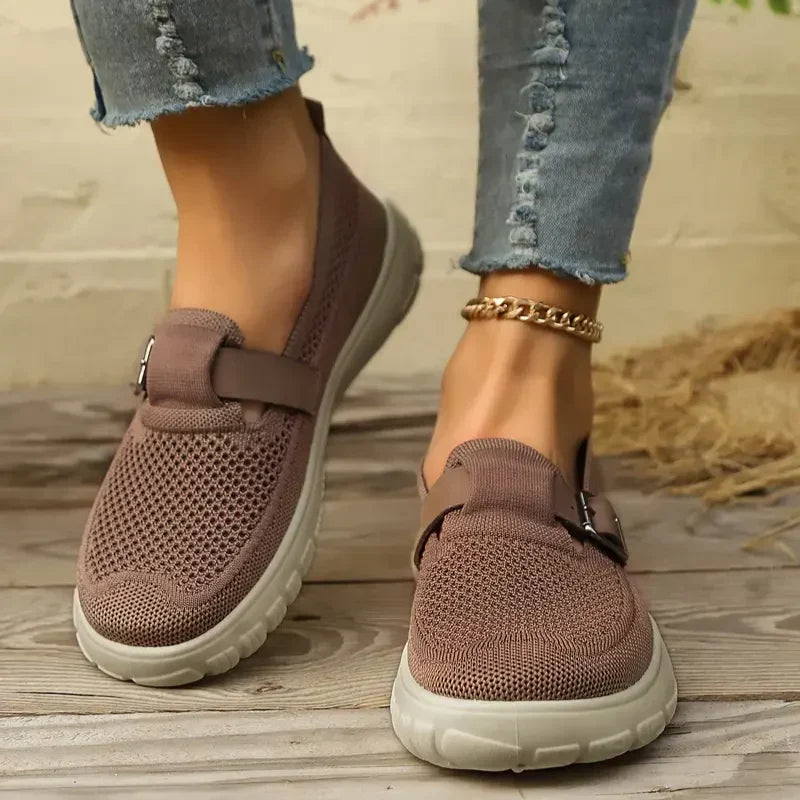 Women's Mesh Slip-On Shoes with Buckle
