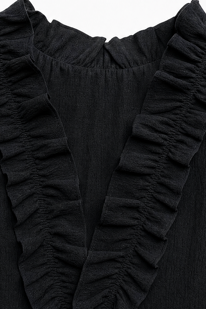 Women's Tiered Maxi Dress – Ruffled V-Neck, Woven Fabric