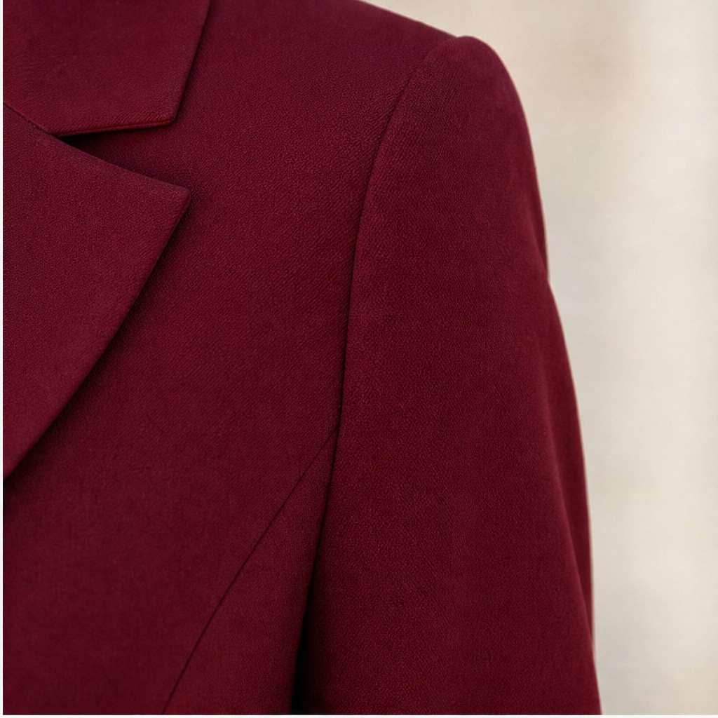 Women's Blazer Midi Dress – Double-Breasted, Pleated, Woven