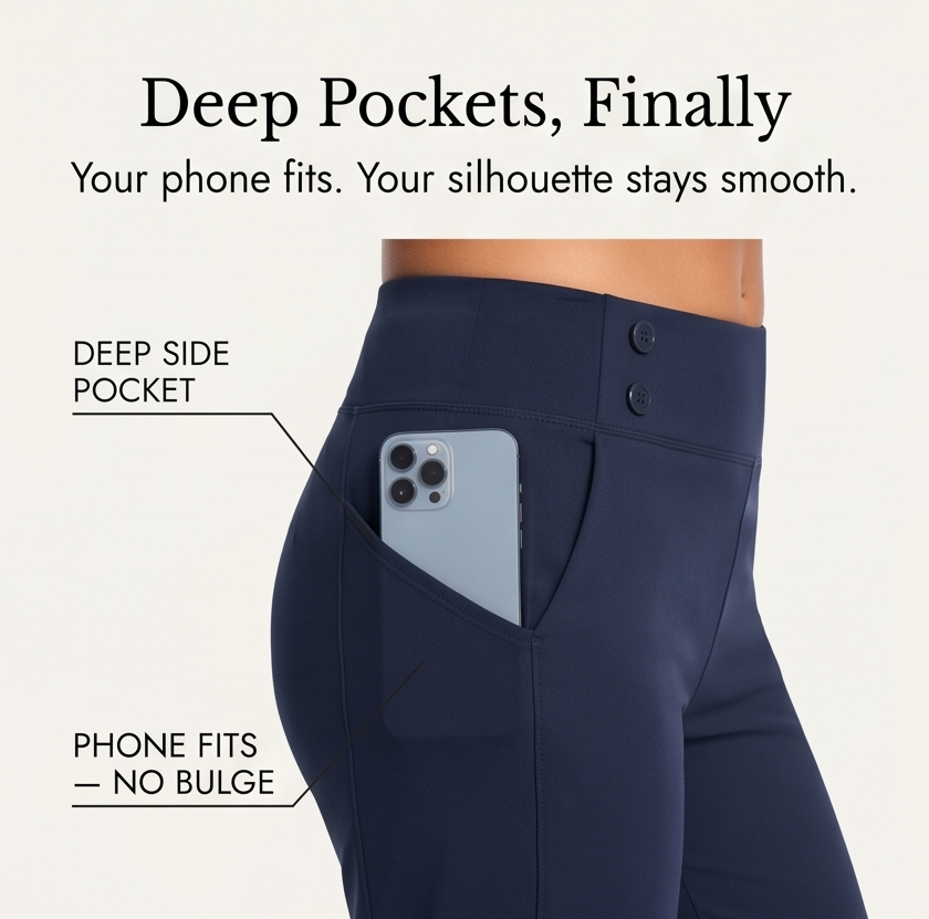 Women's High-Waist Capri Pants with Buttons