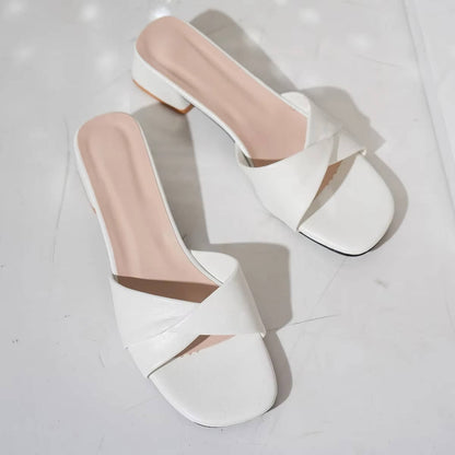 Women's Twisted Strap Low Block Heel Mule Sandals