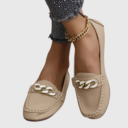 Women's Slip-On Loafers with Gold Chain Detail