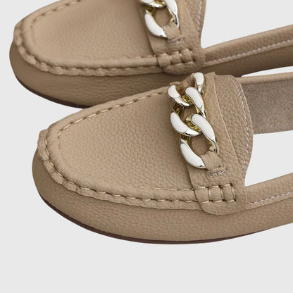 Women's Slip-On Loafers with Gold Chain Detail