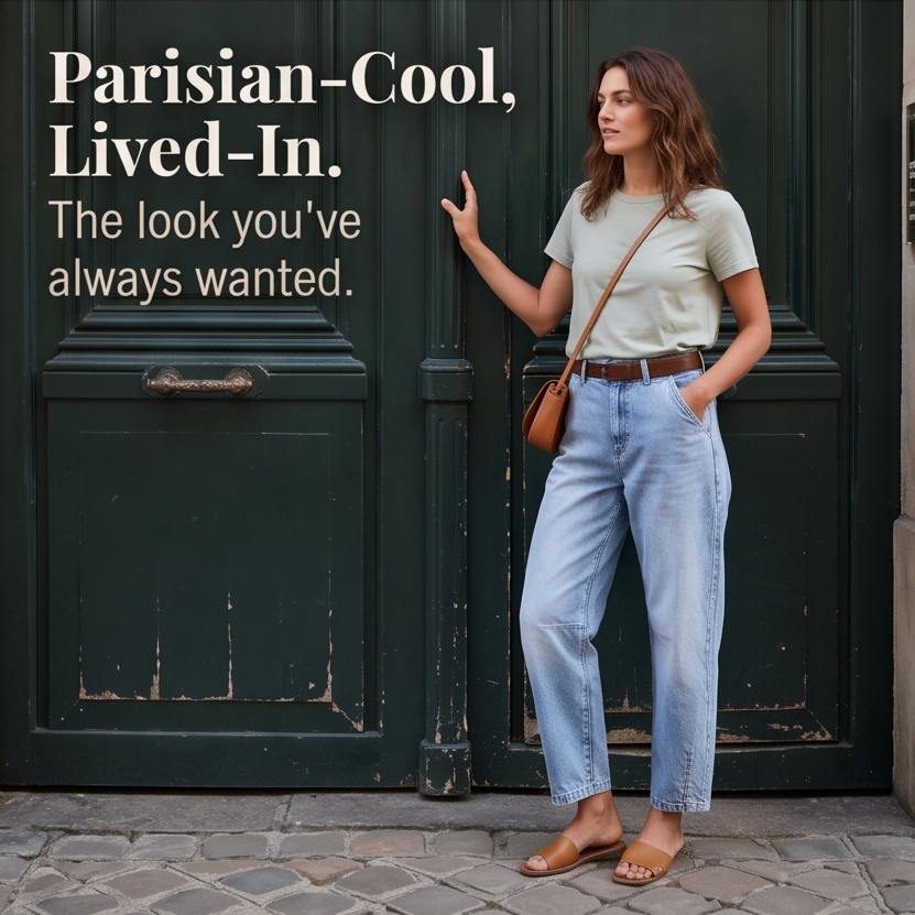 Women's Cropped Barrel Leg Denim Jeans