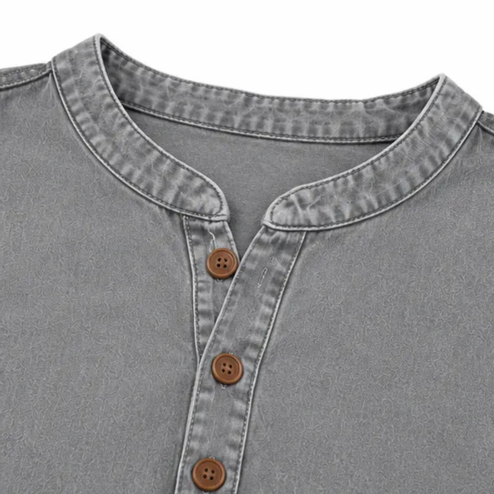 Women's Henley Tunic Top with Side Buttons