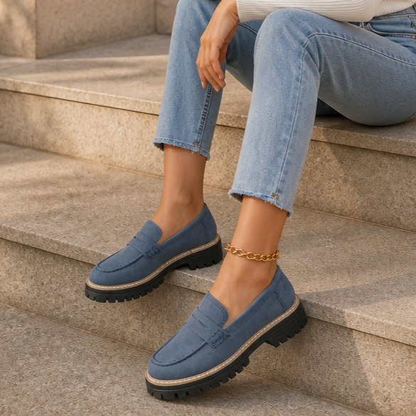 Women's Platform Loafers – Chunky Sole, Slip-On