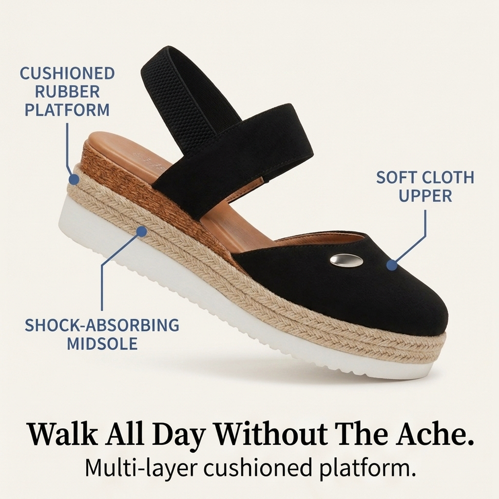 Women's Espadrille Wedge Sandals – Closed Toe, Braided Jute Trim