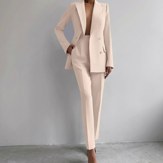 Women's Double Breasted Blazer and Trouser Suit Set