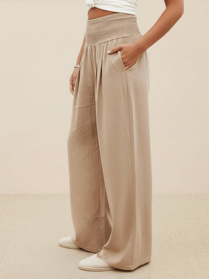 Women's High Waisted Wide Leg Trousers with Pleats