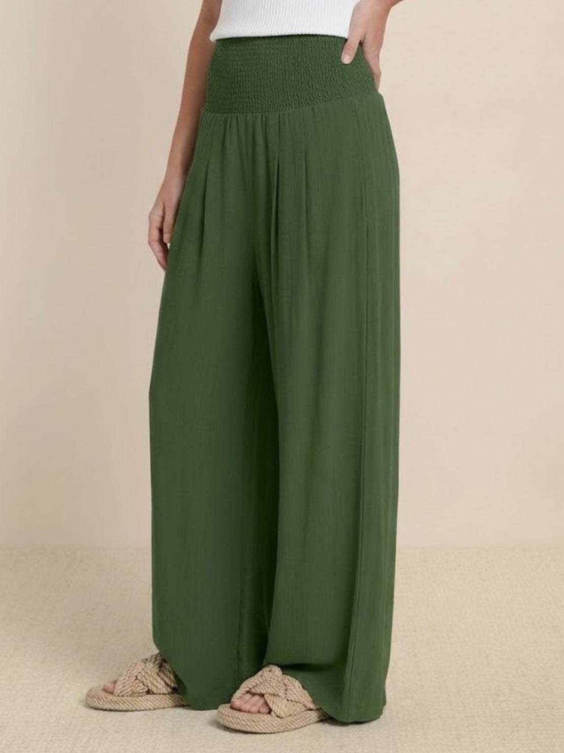 Women's High Waisted Wide Leg Trousers with Pleats