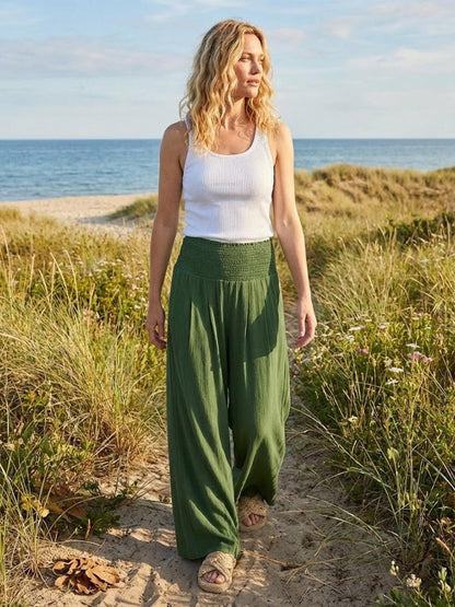 Women's High Waisted Wide Leg Trousers with Pleats