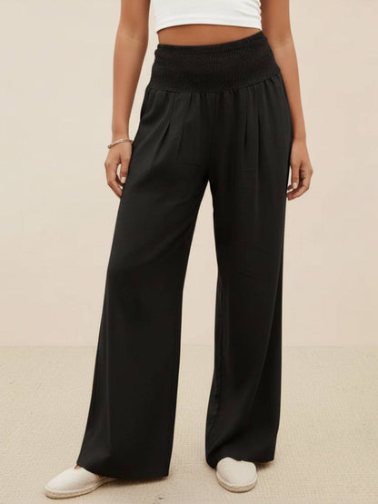 Women's High Waisted Wide Leg Trousers with Pleats