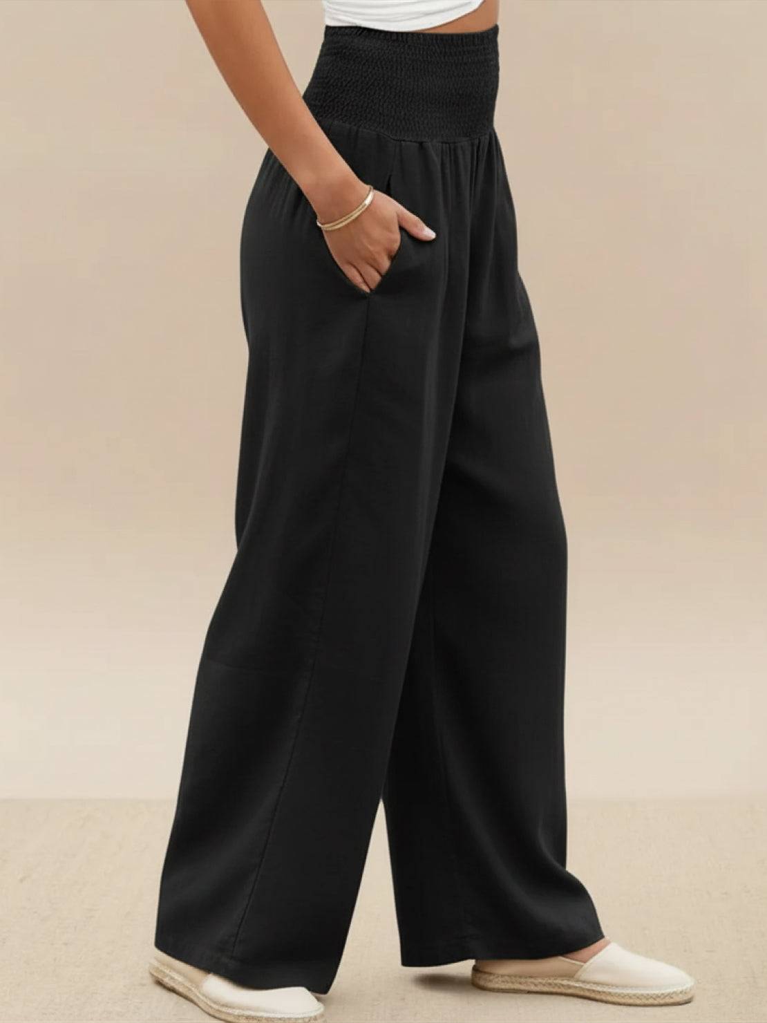 Women's High Waisted Wide Leg Trousers with Pleats