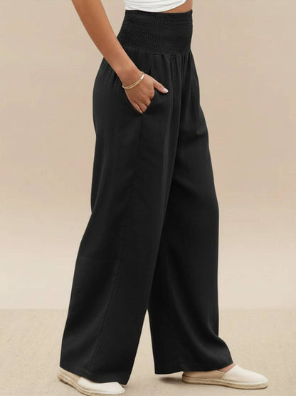 Women's High Waisted Wide Leg Trousers with Pleats