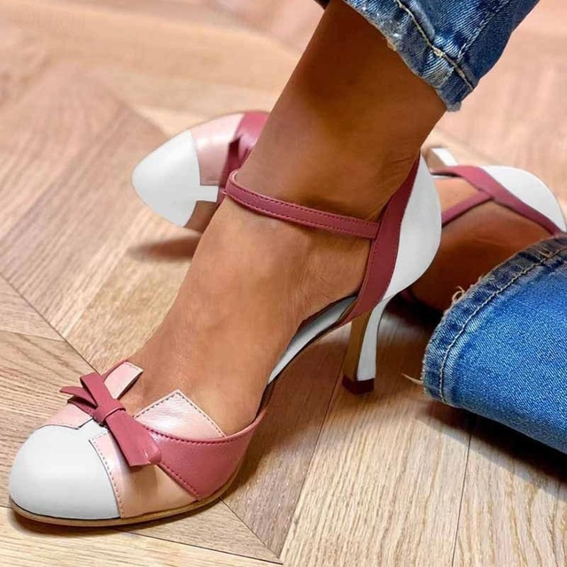Women's Ankle Strap Heels with Bow Detail
