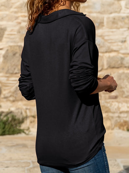 Women's Half-Zip Long Sleeve Top with Collar